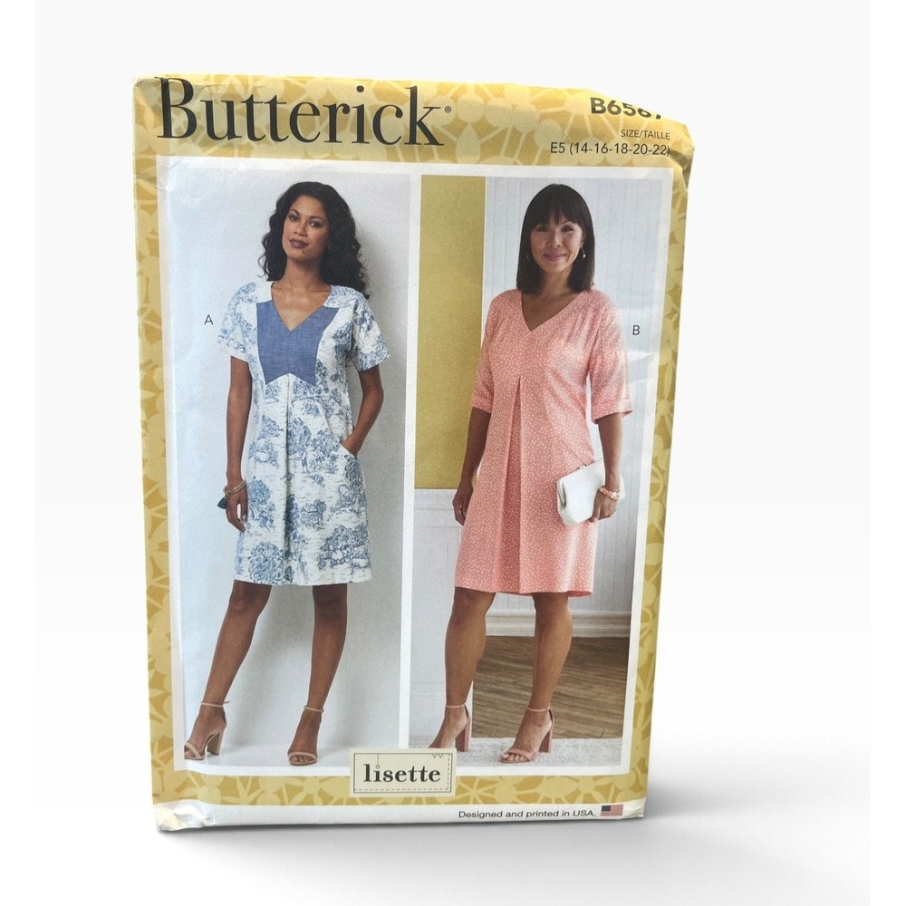 Butterick Sewing Pattern Misses 14-22 B6567 Lisette V-Neck Dress Easy FF